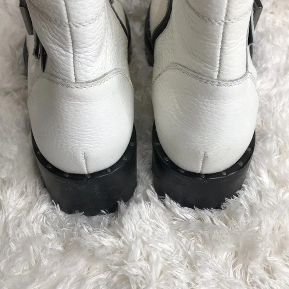 TOSCA BLU White Leather Combat/Moto Boots - Picture 5 of 9
